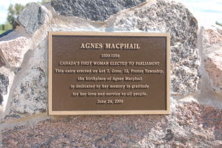 Agnes Macphail Cairn Plaque