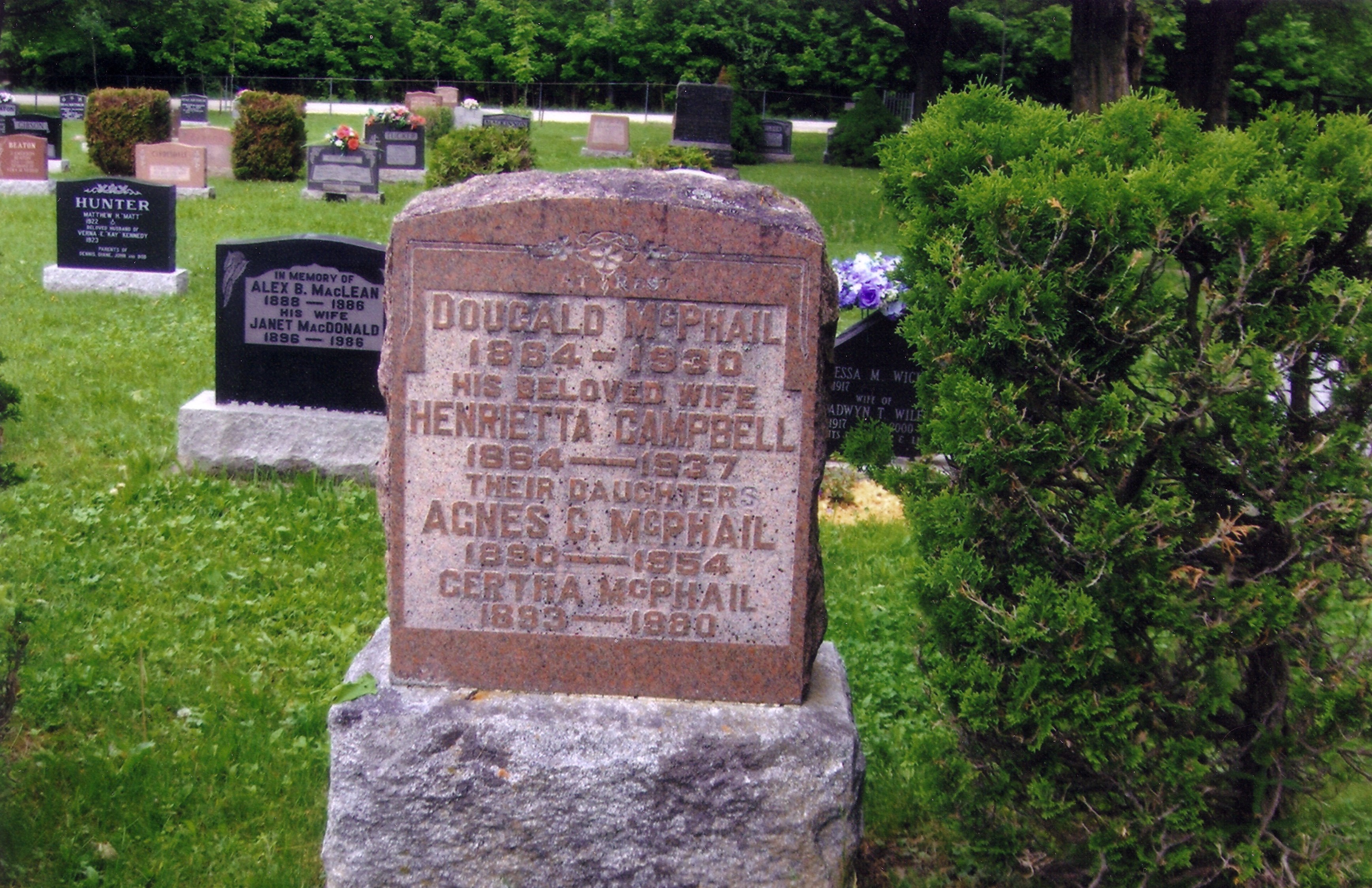McPhail Headstone in Priceville Cemetery